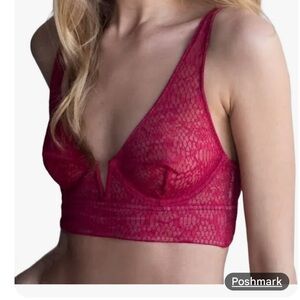 NWT Free People Red Lace Plunge Bra